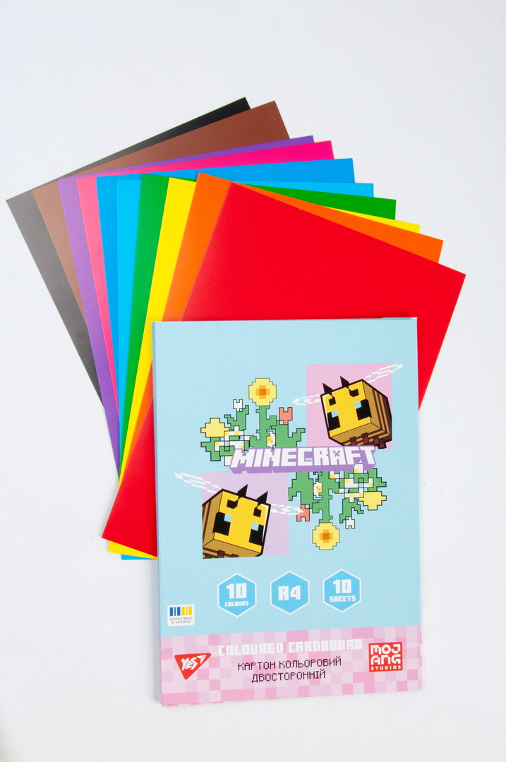 Картон кольоровий А4, 10 арк, 10 кольорів, двосторонній